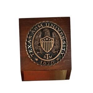 Vintage Texas A&M University Biomedical Science Association Wood Paperweight